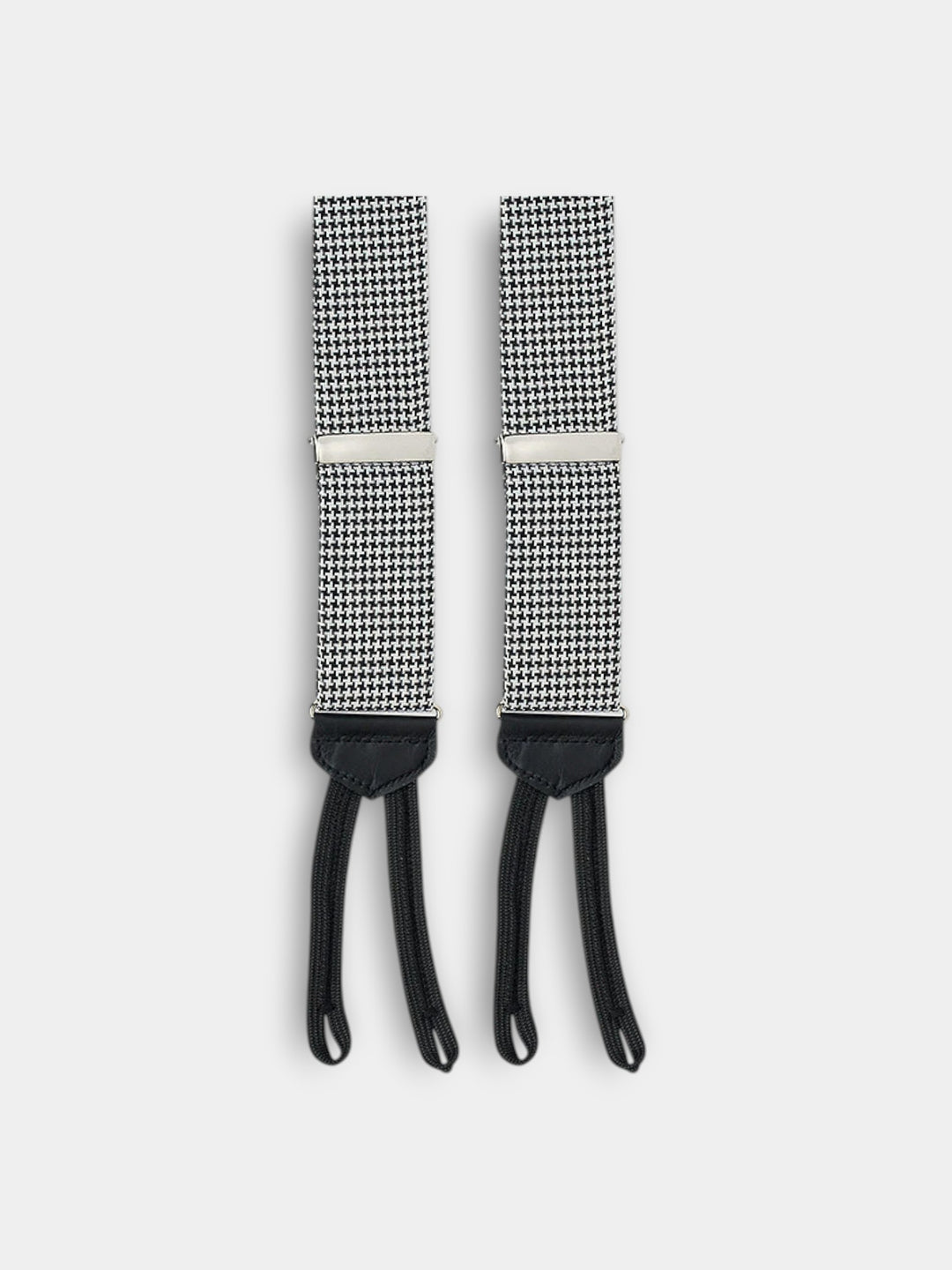 R. Hanauer Houndstooth Silk Suspenders | Black/White