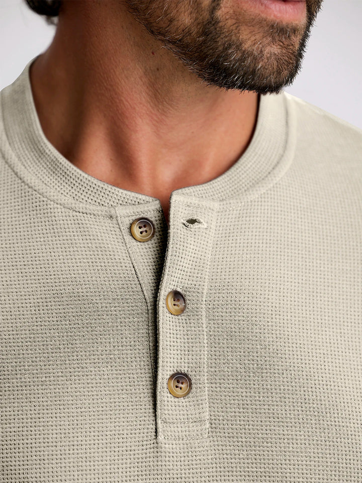 Free Fly Waffle Long Sleeve Henley Sandstone MWLSH