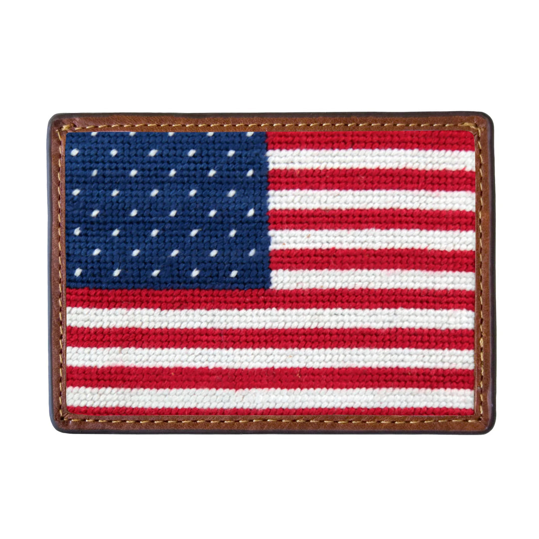 Smathers & Branson Big American Flag Needlepoint Credit Card Wallet