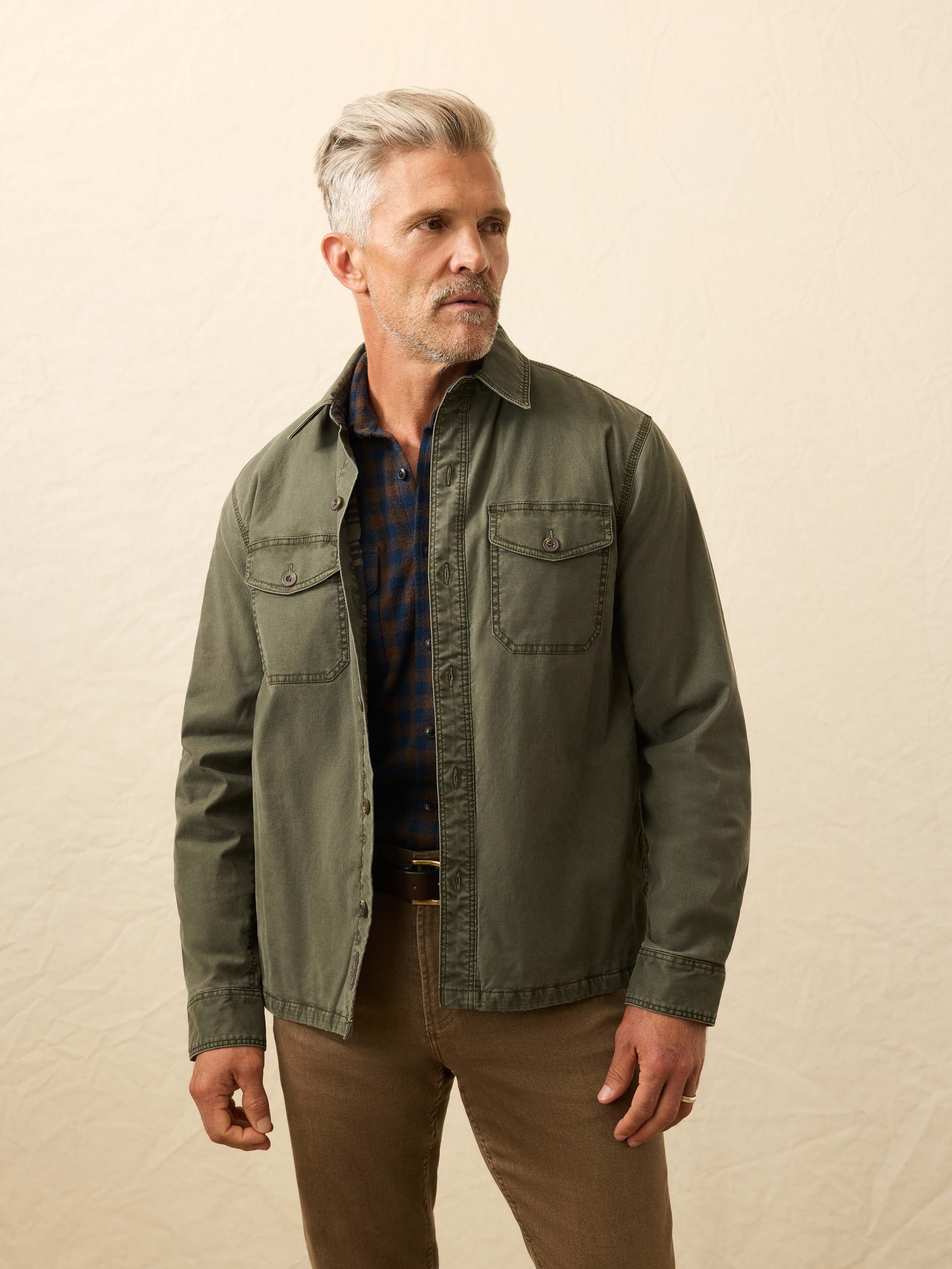 Faherty Men's Lakeside CPO Jacket, Large, Fall Evergreen