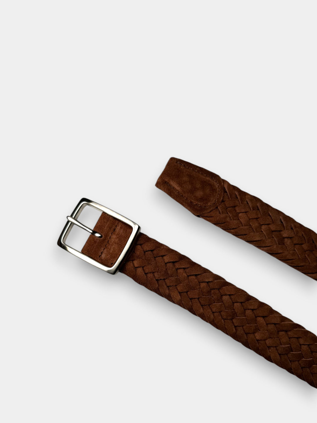 John Hyatt Braided Suede Belt | Chestnut