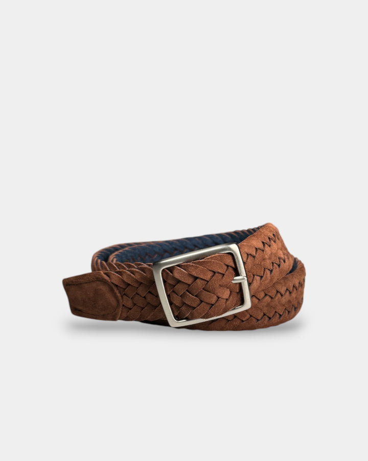 John Hyatt Braided Suede Belt | Chestnut