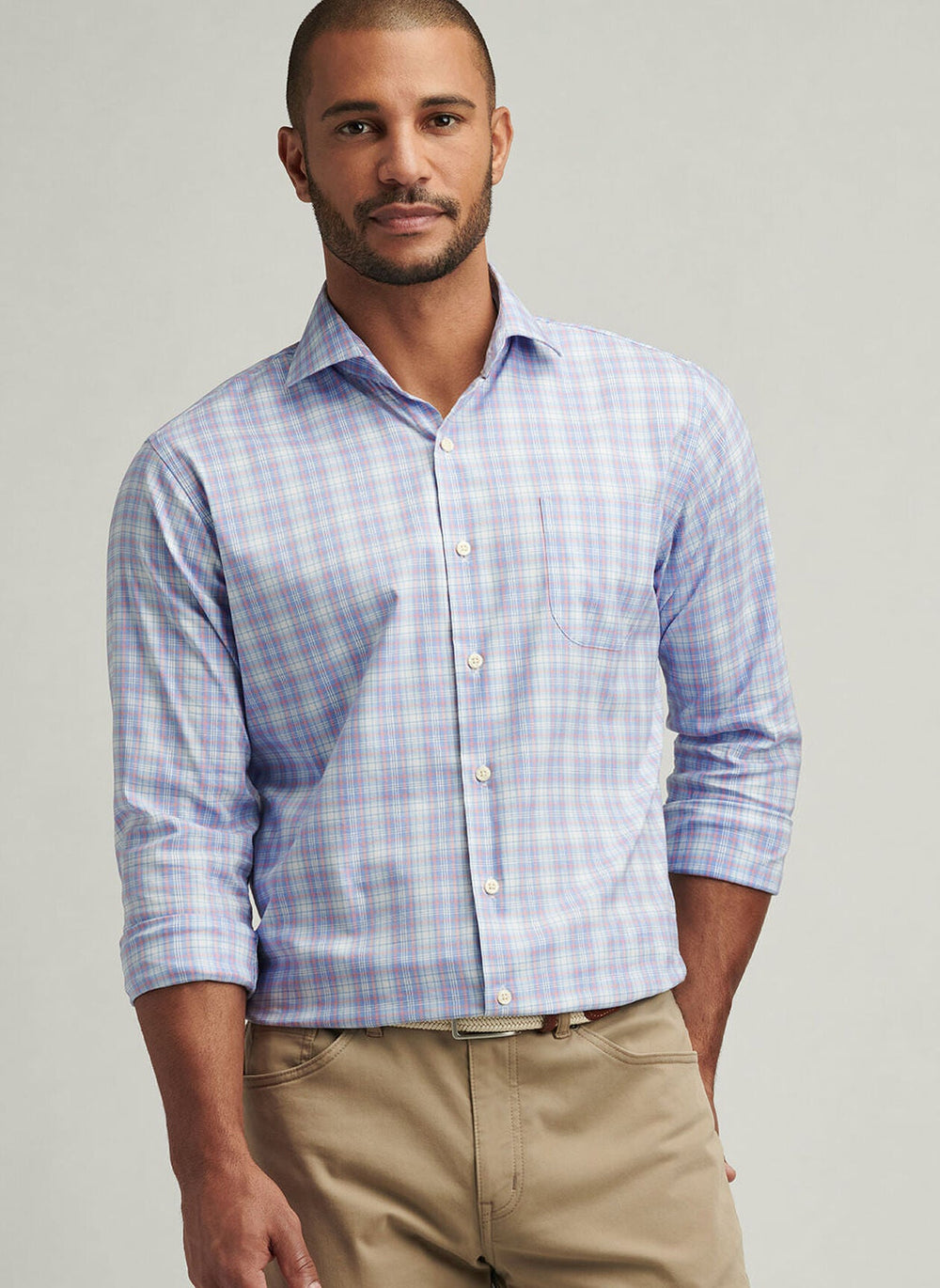 Peter Millar Windermere Crown Lite Cotton-Stretch Sport Shirt Blue Poppy MS25W12LTS