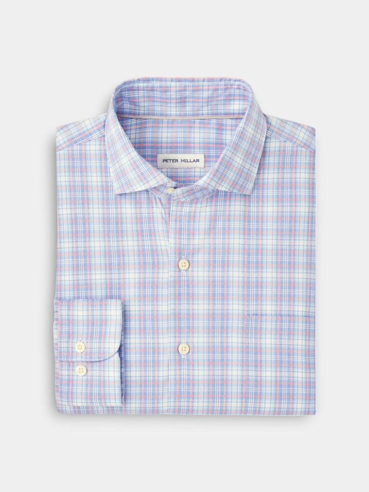 Peter Millar Windermere Crown Lite Cotton-Stretch Sport Shirt | Blue Poppy