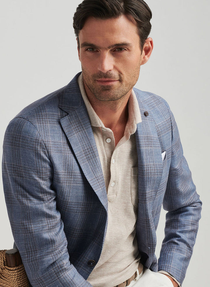 Peter Millar Ames Plaid Soft Jacket Blue Pearl MS25XJ05
