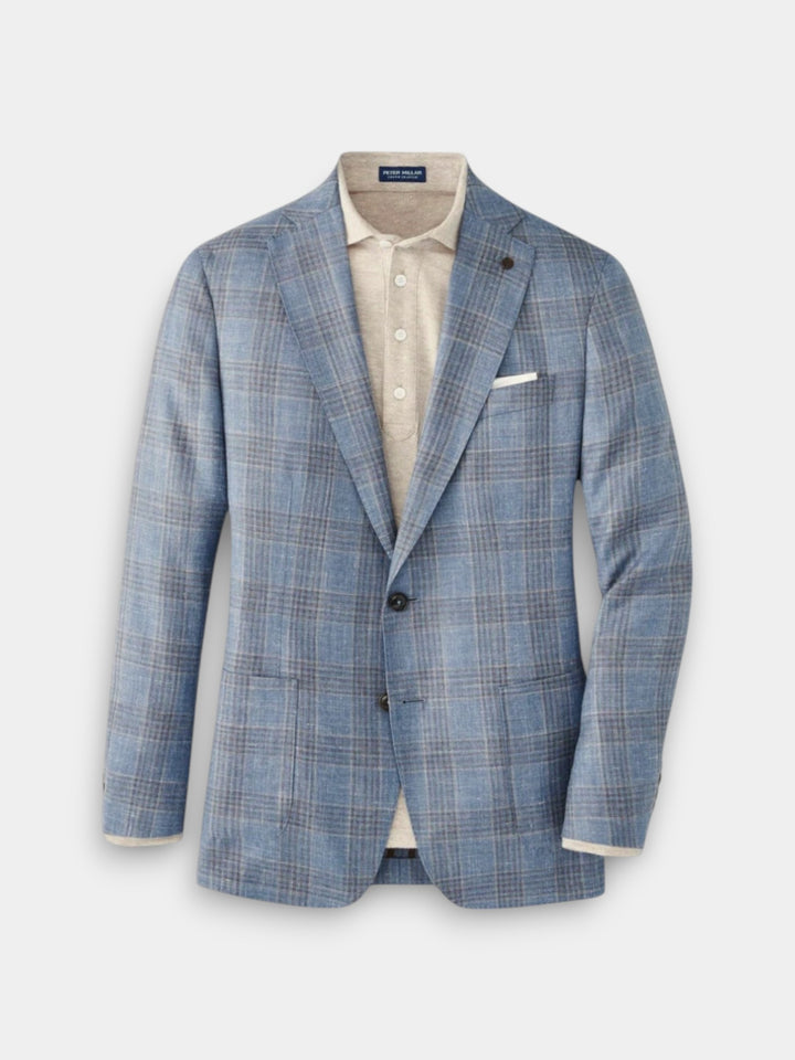 Peter Millar Ames Plaid Soft Jacket | Blue Pearl