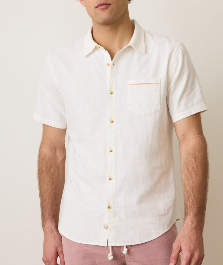 Marine Layer Stretch Selvage Short Sleeve Shirt Natural MLCSS