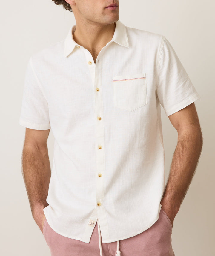 Marine Layer Stretch Selvage Short Sleeve Shirt Natural MLCSS