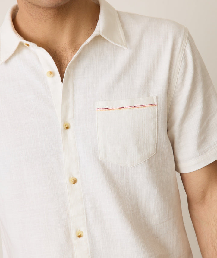 Marine Layer Stretch Selvage Short Sleeve Shirt Natural MLCSS