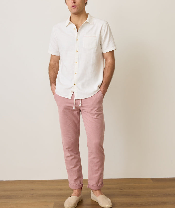 Marine Layer Stretch Selvage Short Sleeve Shirt Natural MLCSS