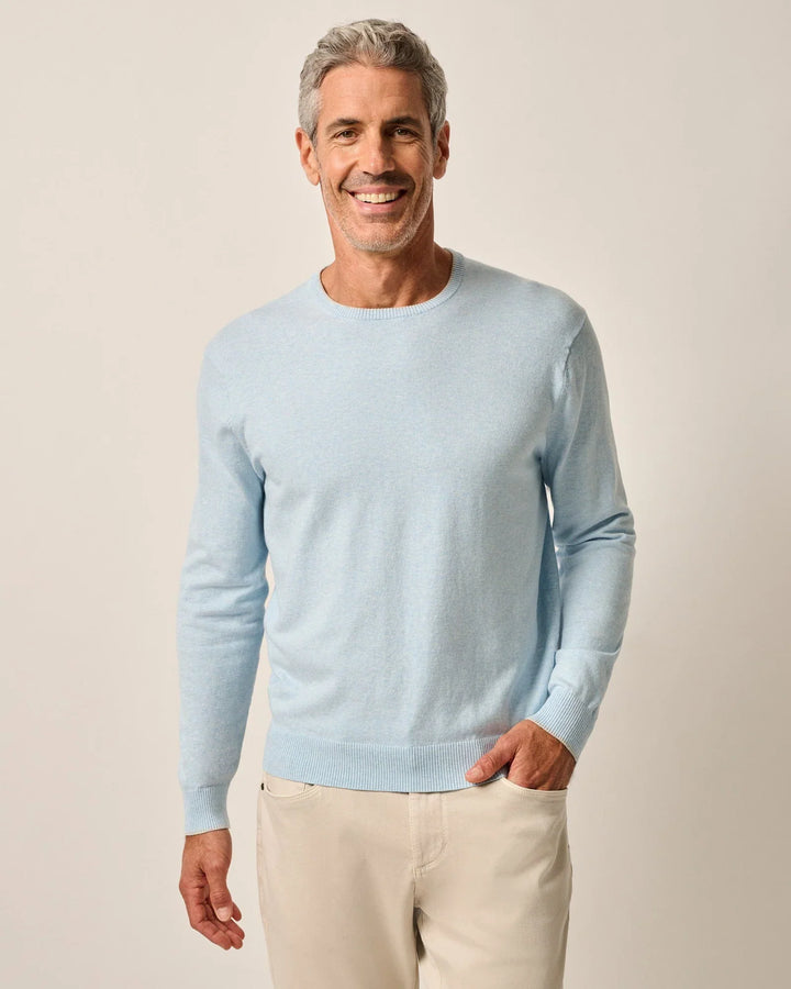 Johnnie-O Wren Plaited Cotton Blend Crewneck Sweater Maliblu JMSW100080