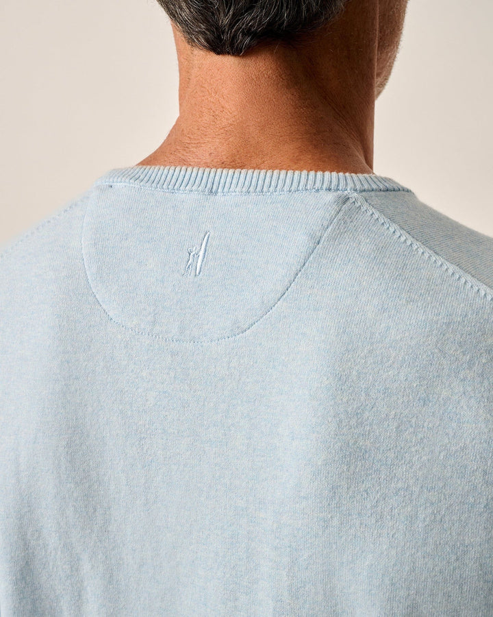 Johnnie-O Wren Plaited Cotton Blend Crewneck Sweater Maliblu JMSW100080