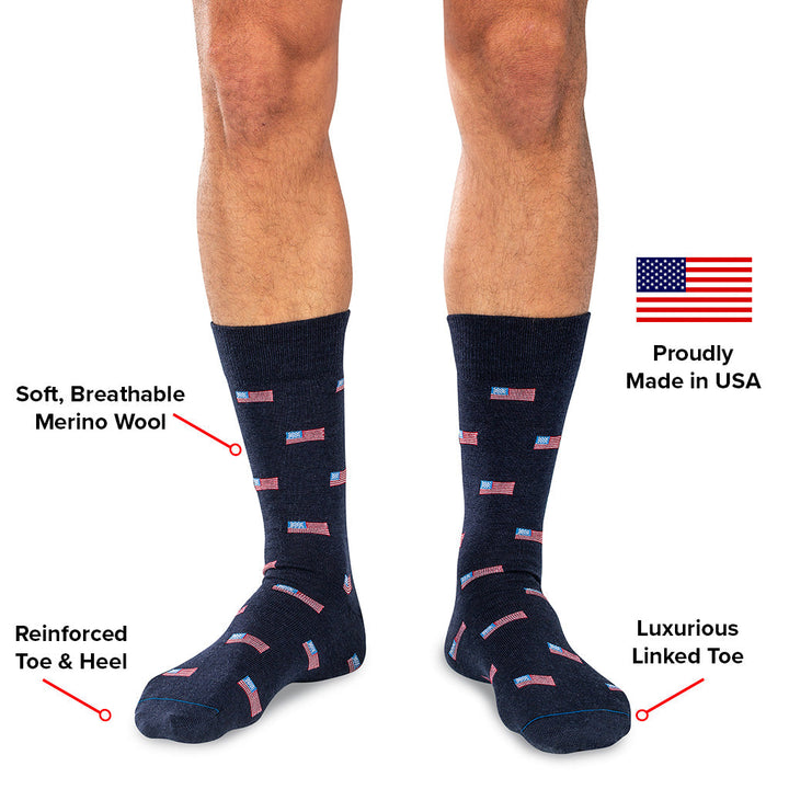 Boardroom Socks American Flag Mid-Calf Dress Socks