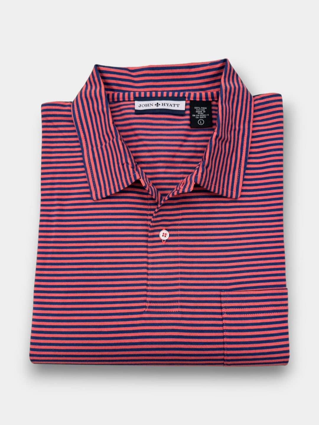 John Hyatt Striped Cotton Polo