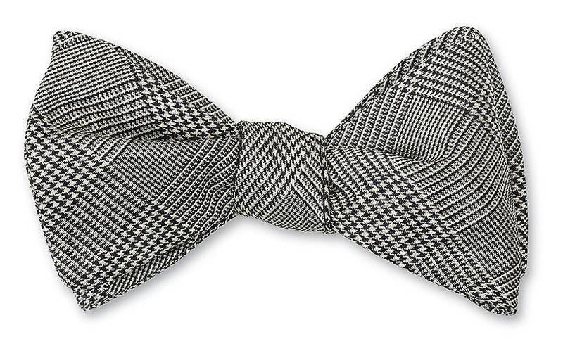 R. Hanauer Black and Ivory Glen Plaid Bow Tie