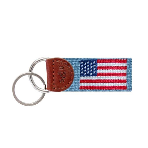 Smathers & Branson American Flag (Antique Blue) Needlepoint Key Fob