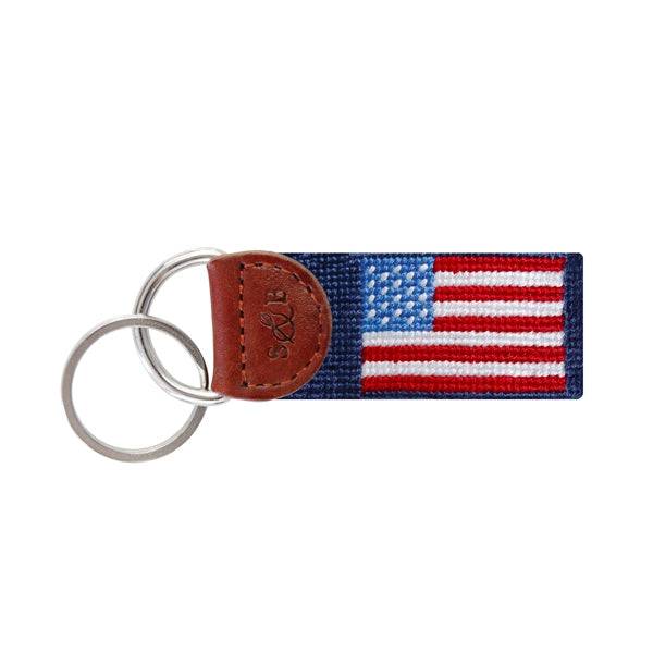Smathers & Branson American Flag Needlepoint Key Fob (Navy)
