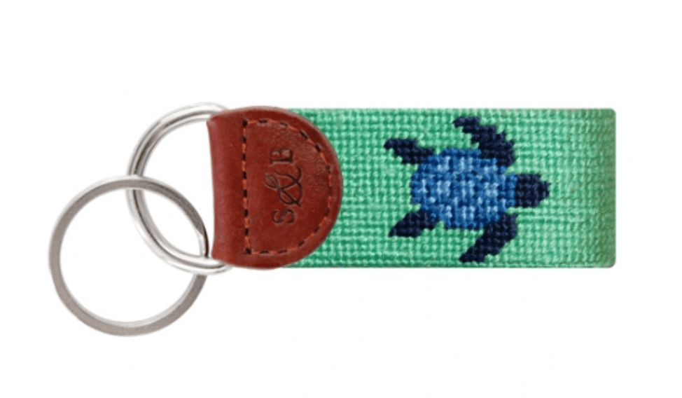 Smathers & Branson Blue Turtle (Mint) Needlepoint Key Fob