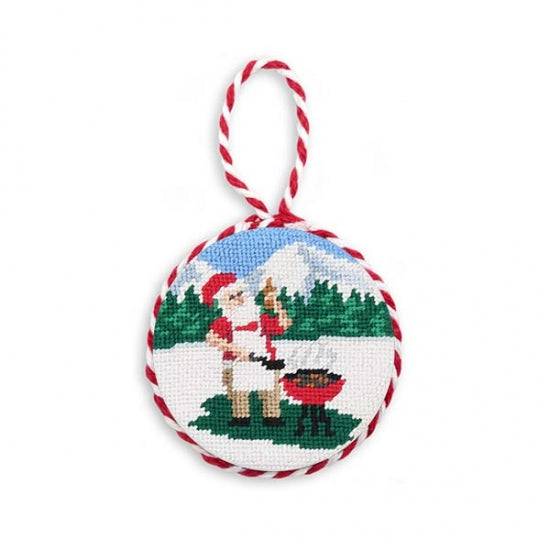 Smathers & Branson Grilling Santa Needlepoint Ornament