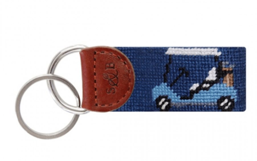 Smathers & Branson Rainbow Golf Cart Needlepoint Key Fob