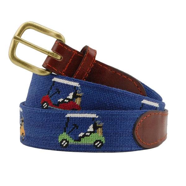 Smathers & Branson Rainbow Golf Carts Needlepoint Belt