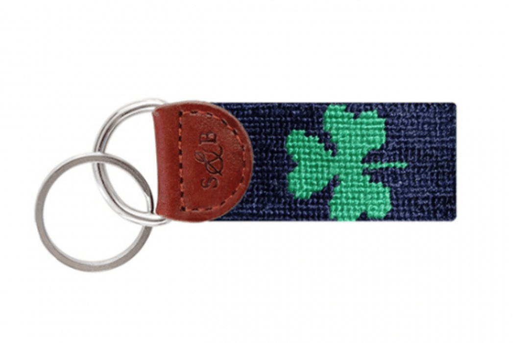 Smathers & Branson Shamrock Needlepoint Key Fob (Navy)