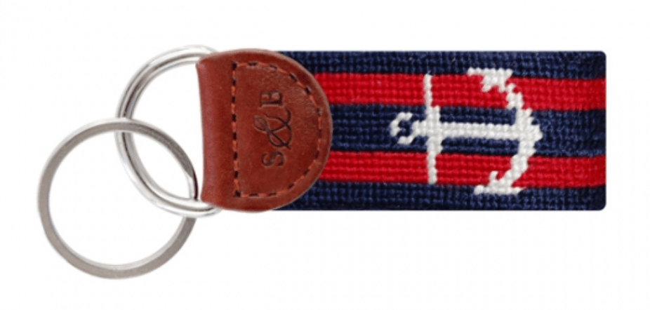 Smathers & Branson Striped Anchor (Dark Navy & Red) Needlepoint Key Fob