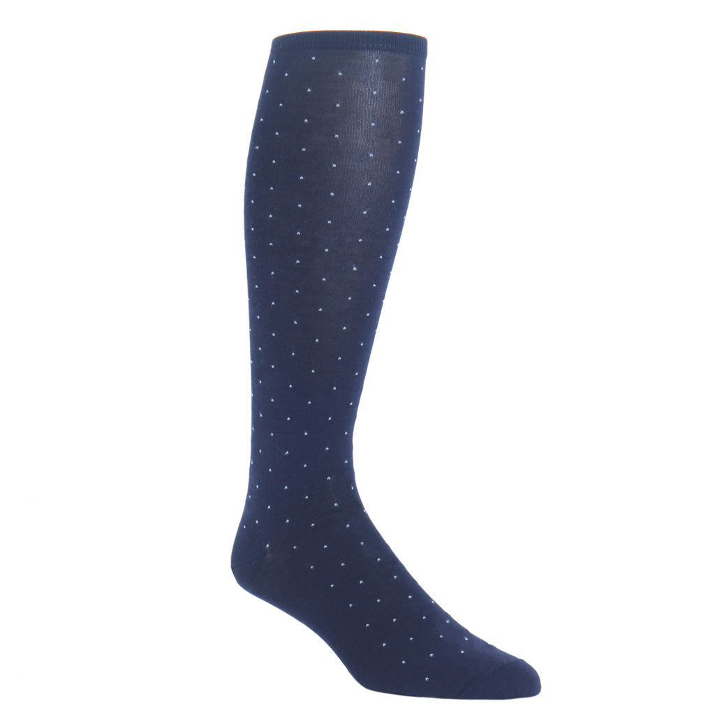 Pin Dot Cotton Dress Sock - Navy  John Hyatt Clothing
