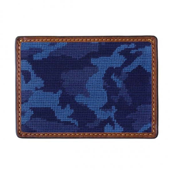 Smathers & Branson Navy Camo Needlepoint Card Wallet