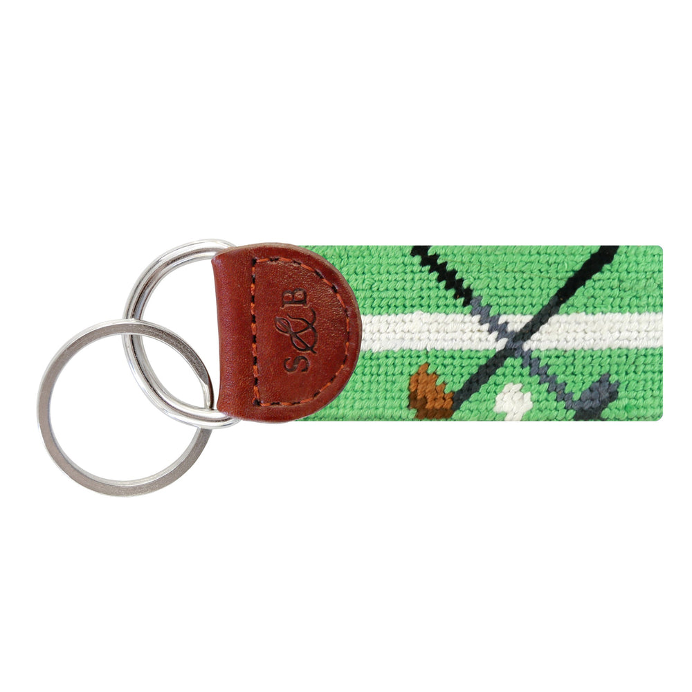 Smathers & Branson Crossed Clubs Needlepoint Key Fob