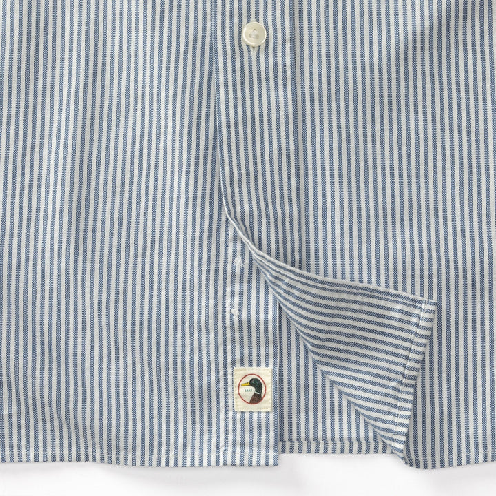 Duck Head Collins Stripe Cotton Oxford Sport Shirt Royal Navy D11302