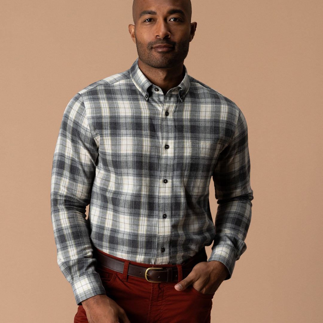 Cotton Flannel Sport Shirt - Rolland Plaid