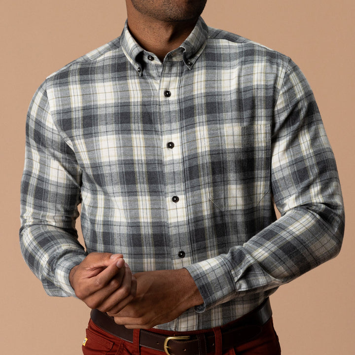 Cotton Flannel Sport Shirt - Rolland Plaid
