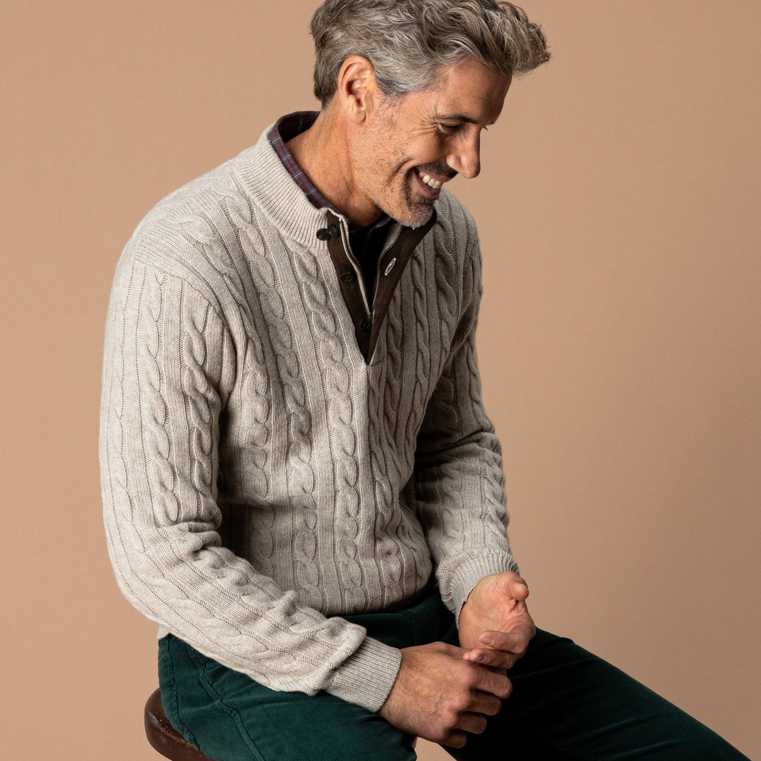 Walcott Merino Cashmere Cable Knit 1/4 Zip Sweater
