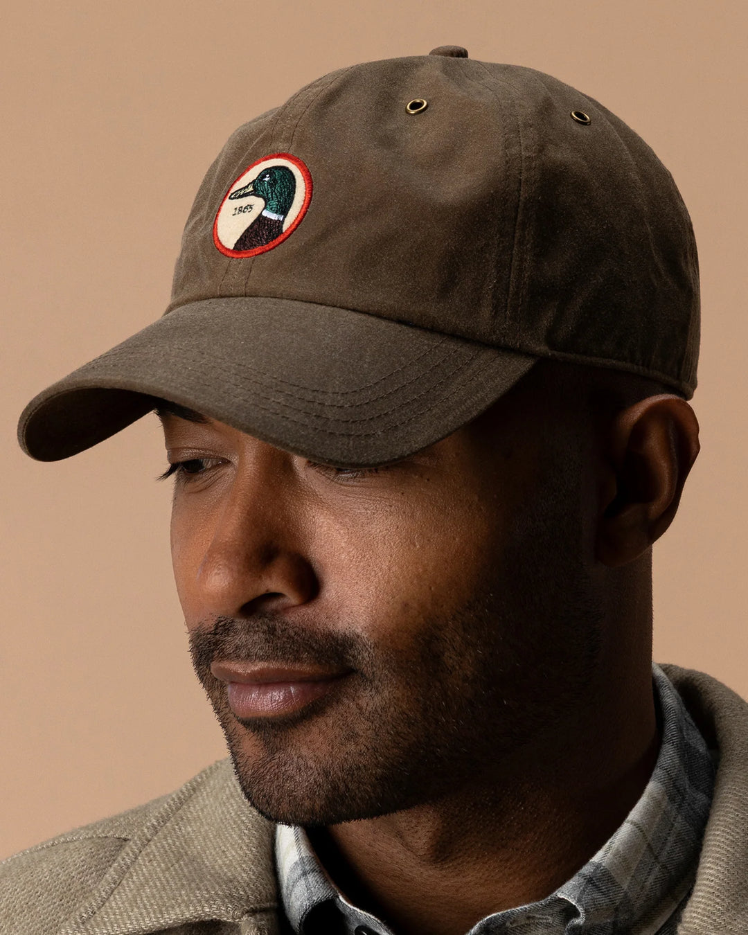 Duck Head Circle Patch Waxed Cotton Hat - Umber Brown