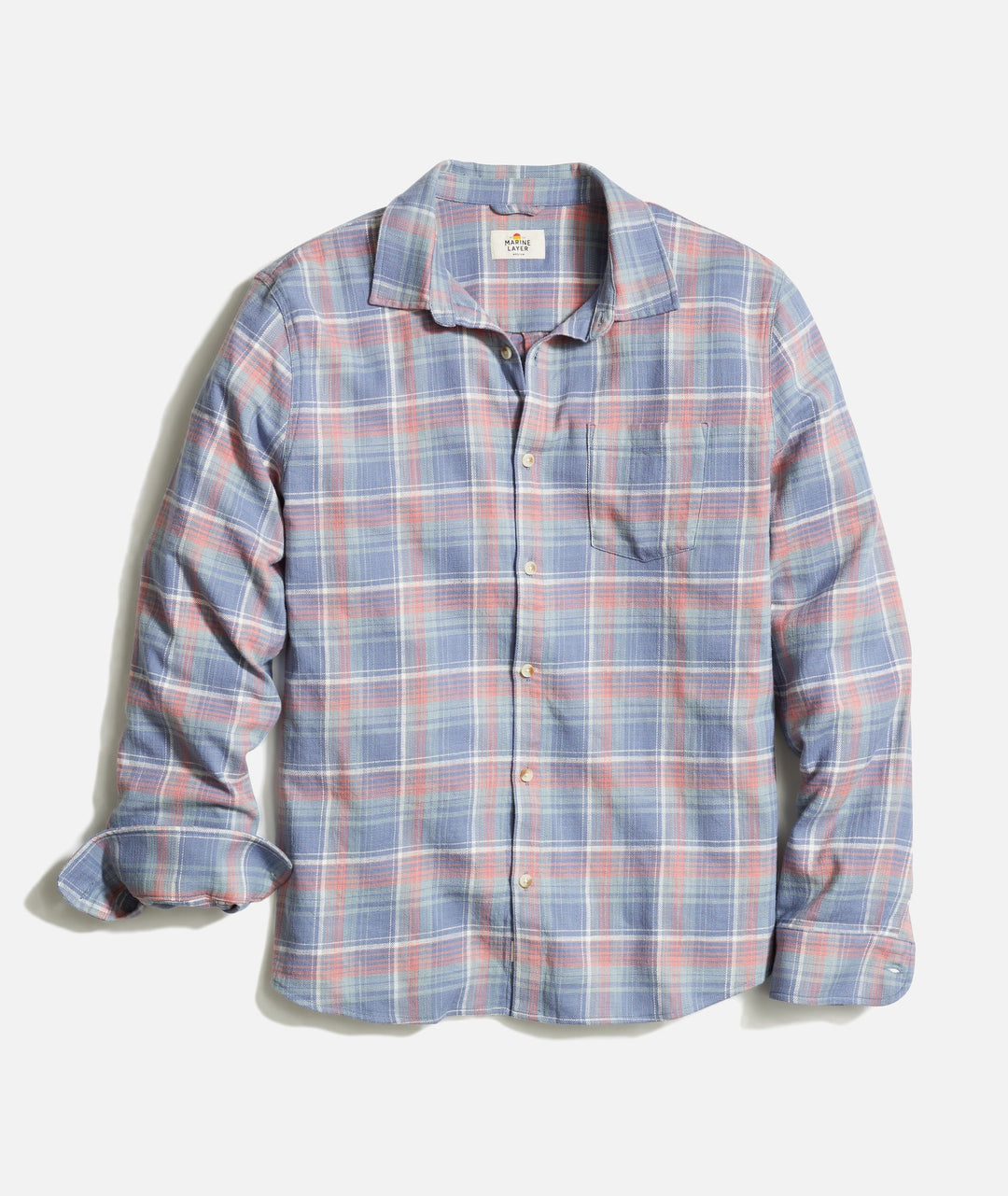 Marine Layer Stretch Selvage Long Sleeve Shirt Multi Plaid MLSSS
