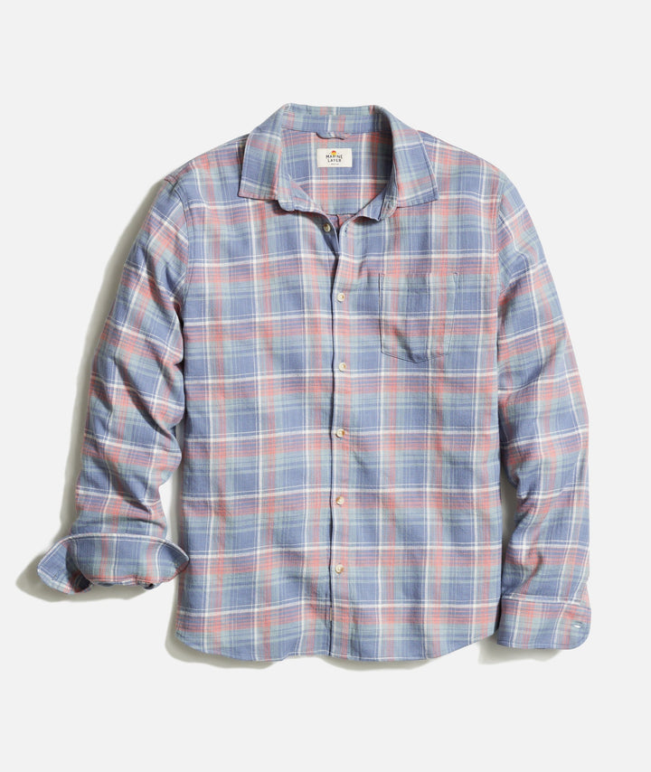 Marine Layer Stretch Selvage Long Sleeve Shirt Multi Plaid MLSSS