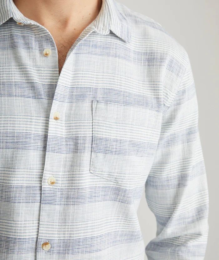 Marine Layer Stretch Selvage Long Sleeve Shirt Blue Baja Stripe 2240104121671