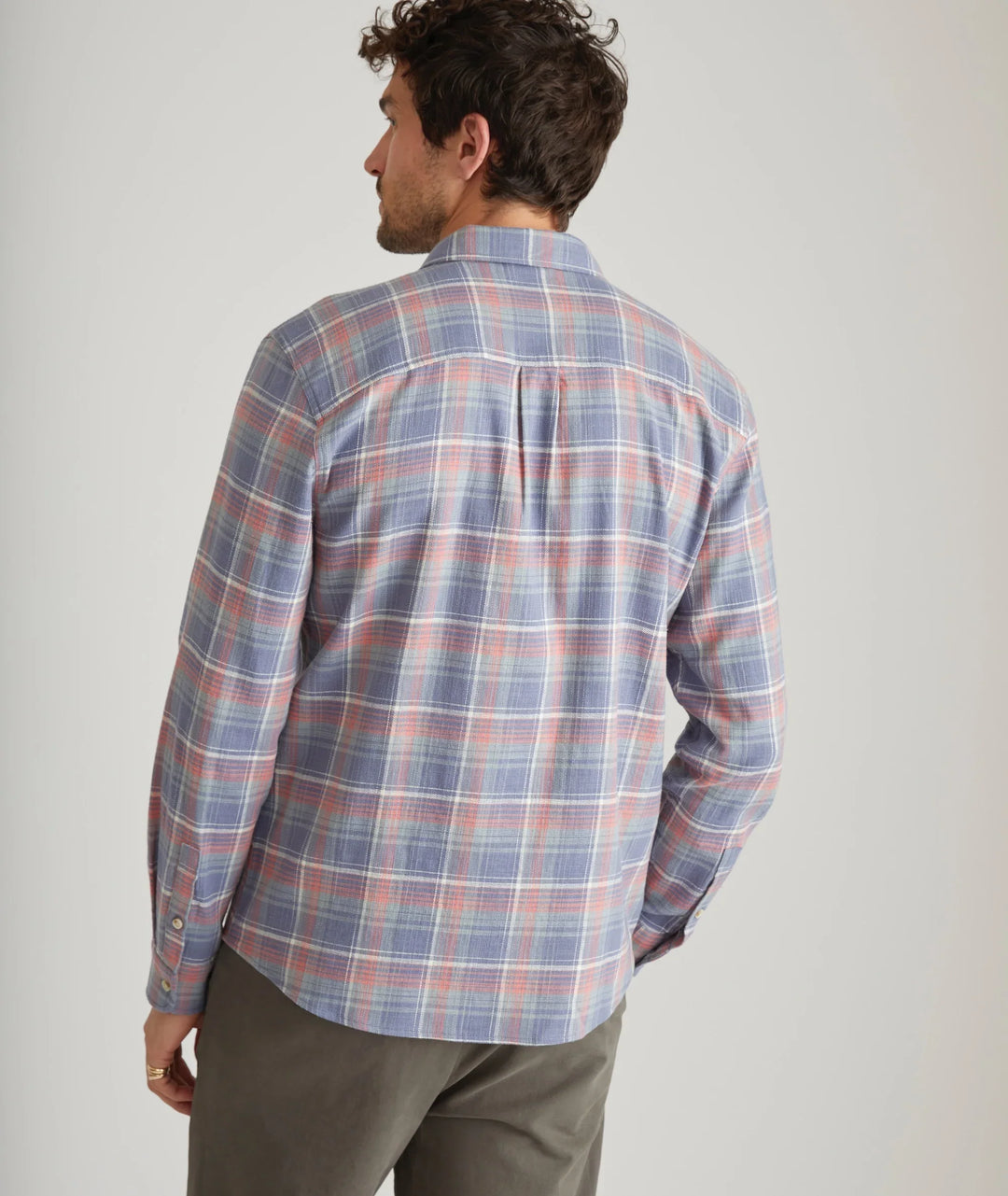 Marine Layer Stretch Selvage Long Sleeve Shirt Multi Plaid MLSSS