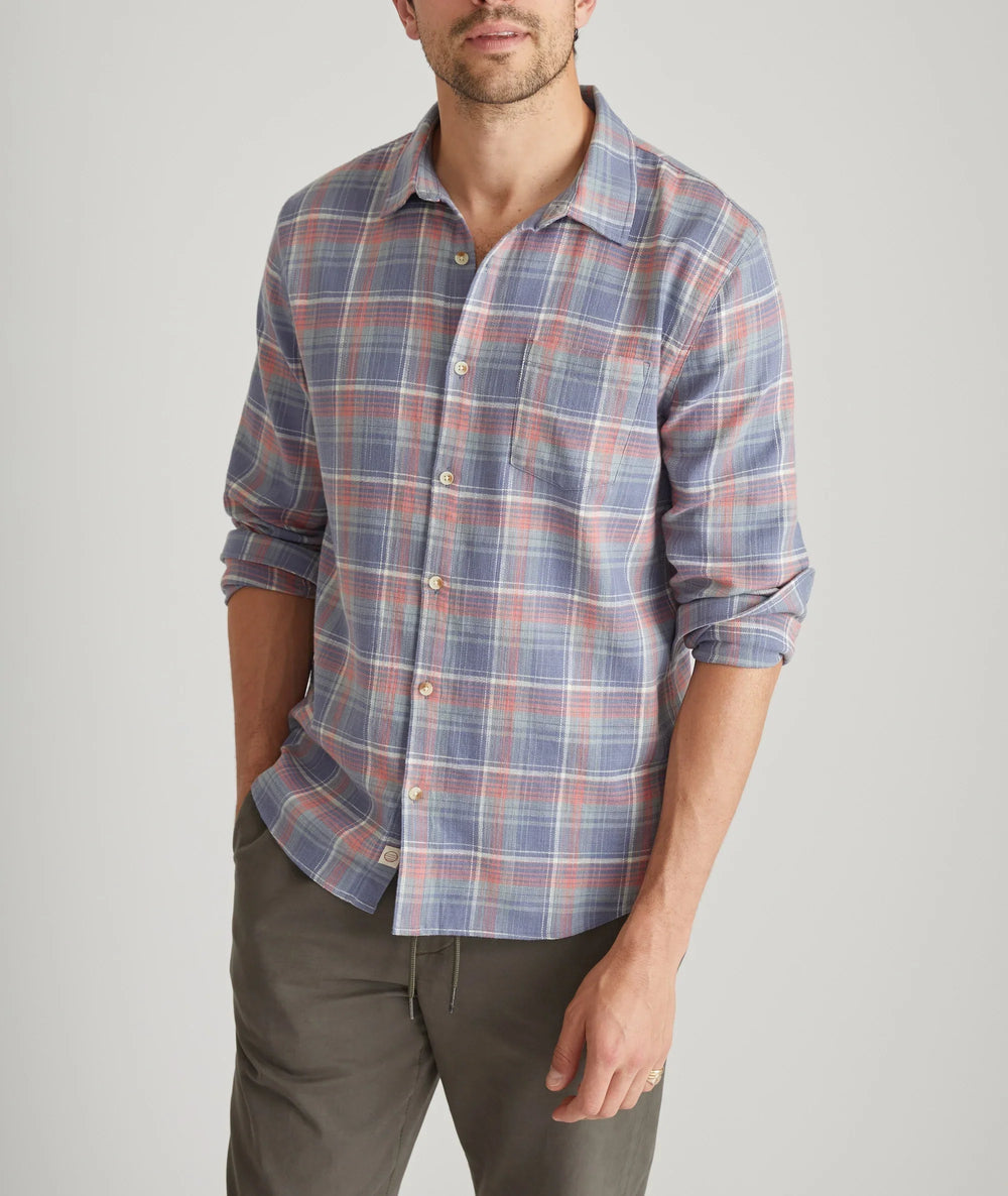 Marine Layer Stretch Selvage Long Sleeve Shirt Multi Plaid MLSSS
