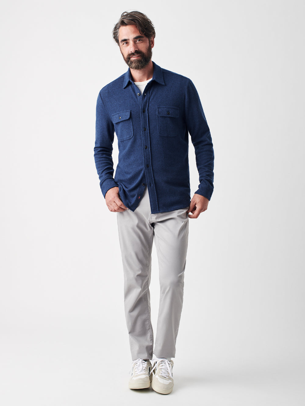 Faherty Navy Twill Legend Sweater Shirt