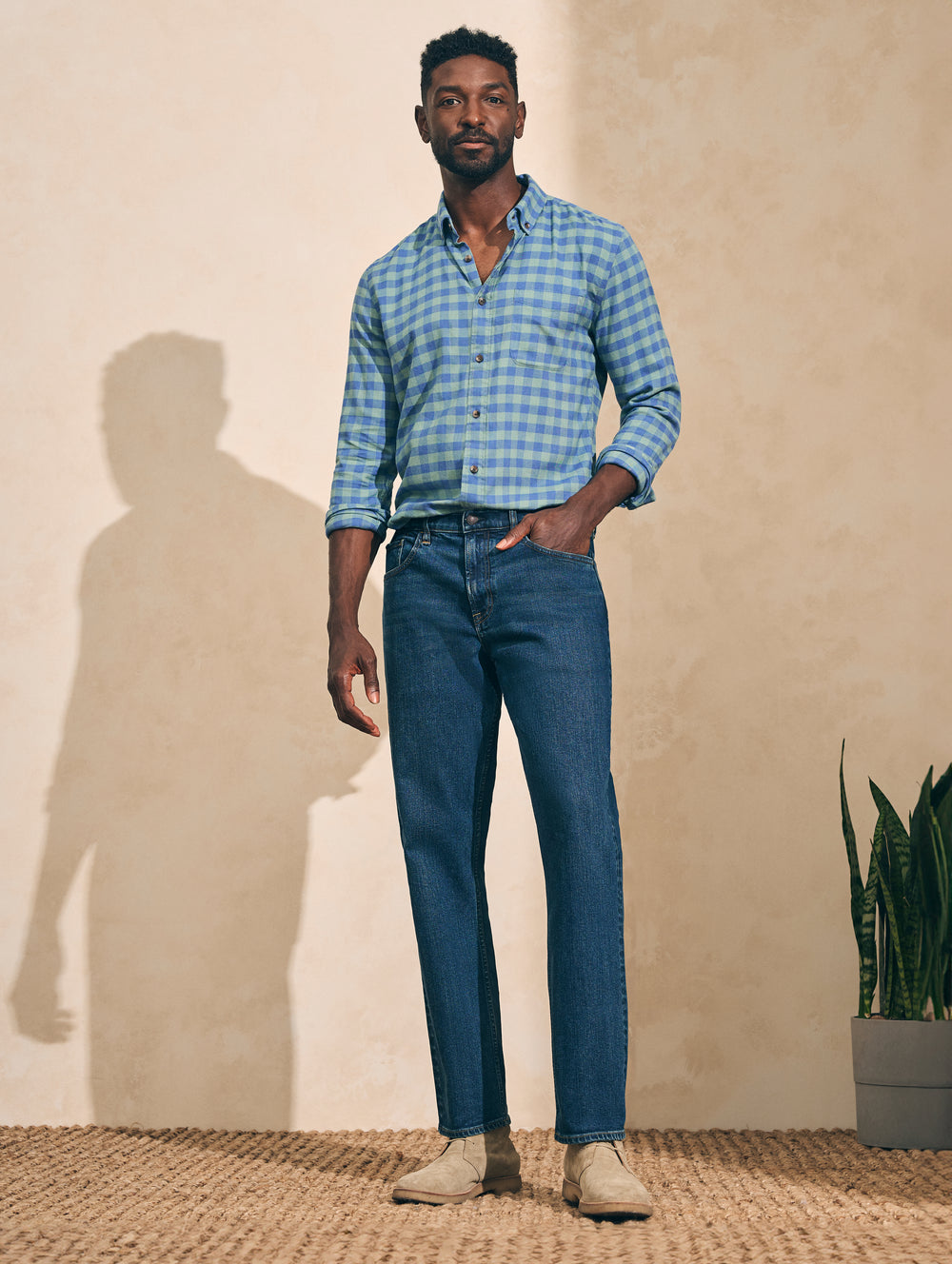 Faherty Slim-Straight Organic Cotton Denim