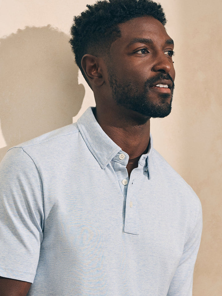 Faherty Cardiff Blue Heather Movement Polo