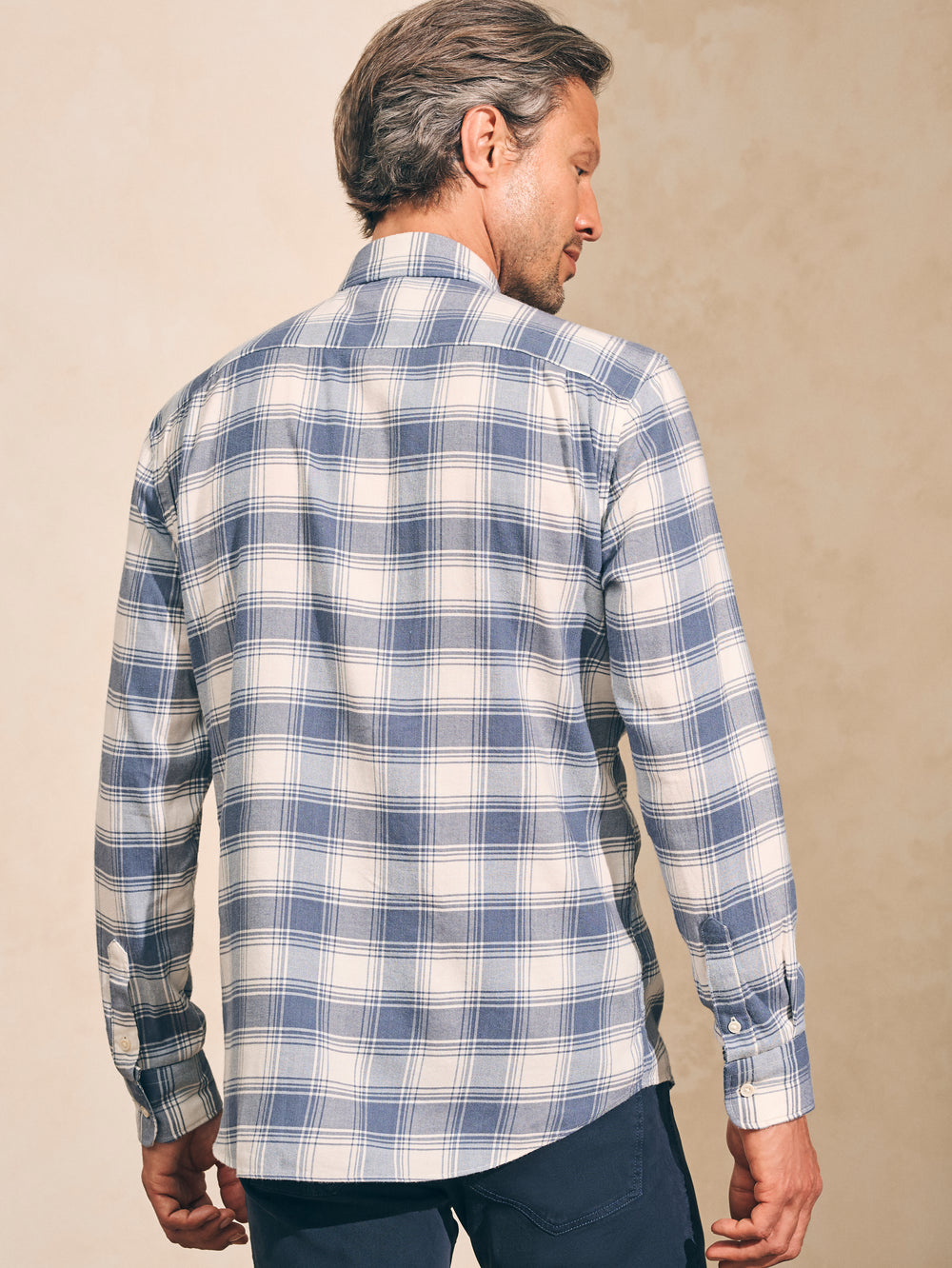 Faherty Navy Cream Shadow Plaid All Time Shirt