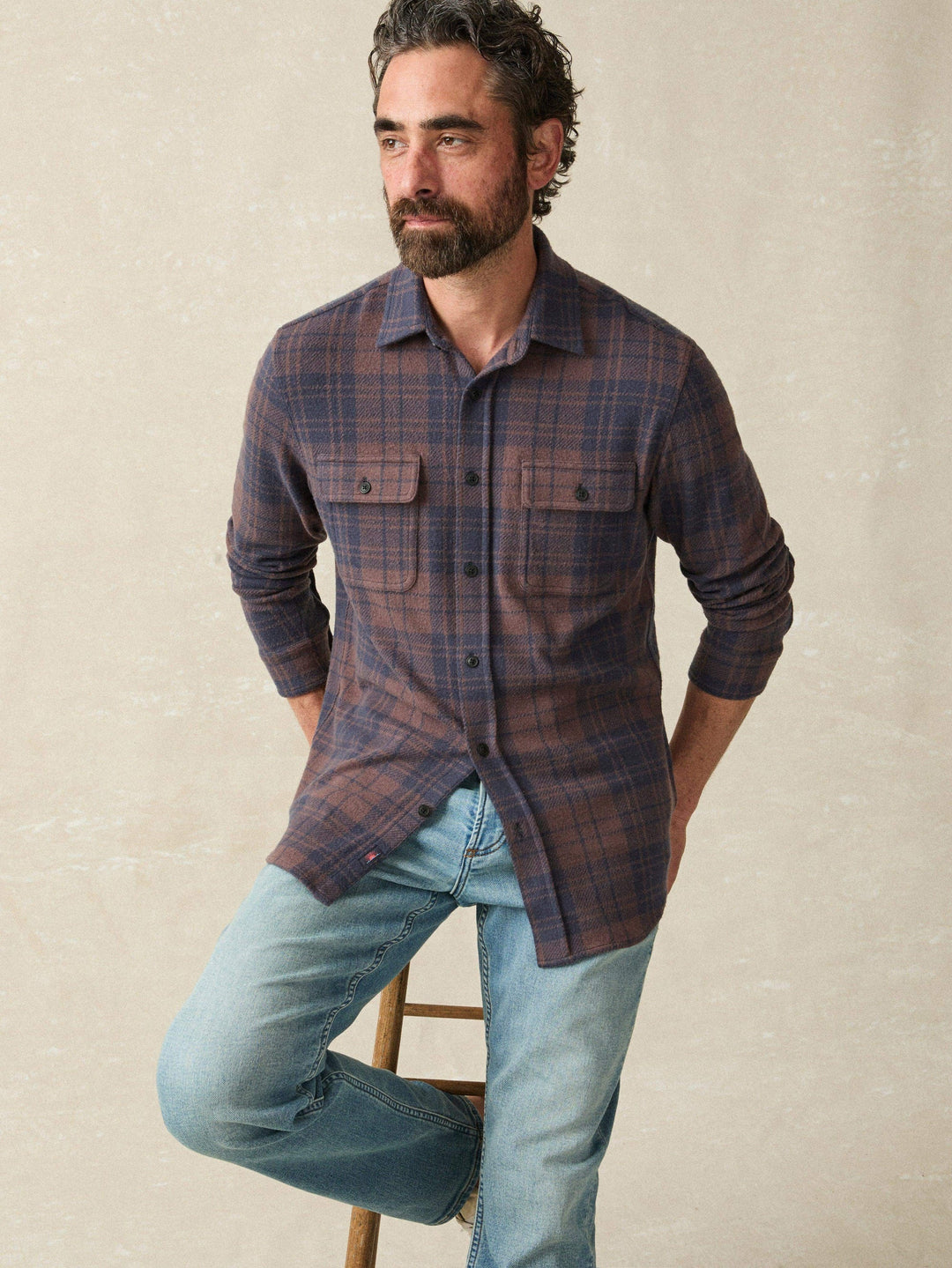 Faherty Blue Mountain Plaid Legend Sweater Shirt Blue Mountain Plaid MXC0002