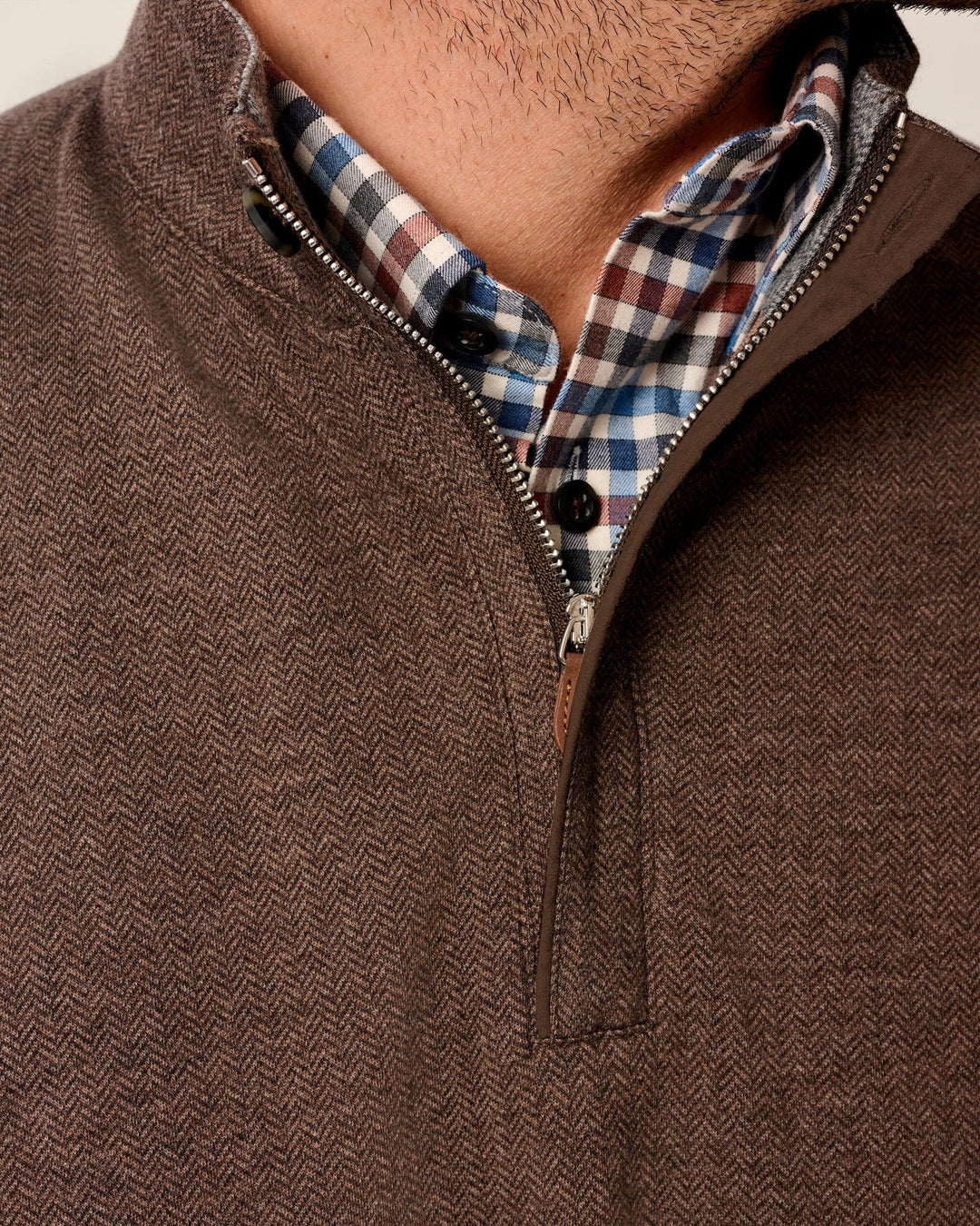 Rubin Herringbone Cotton Cashmere 1/4 Zip