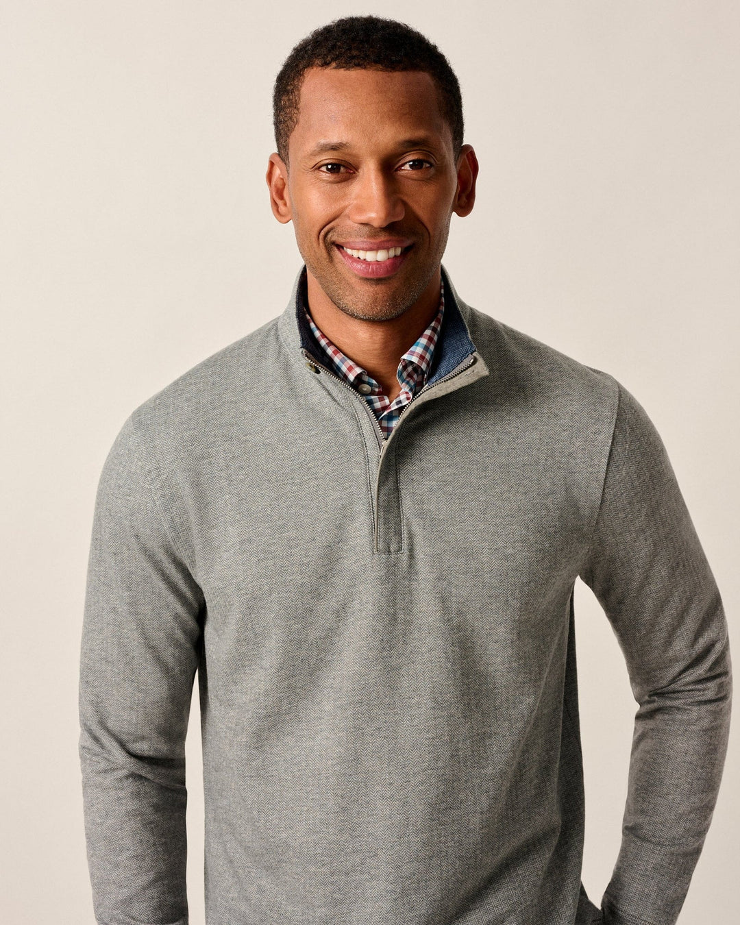 Rubin Herringbone Cotton Cashmere 1/4 Zip