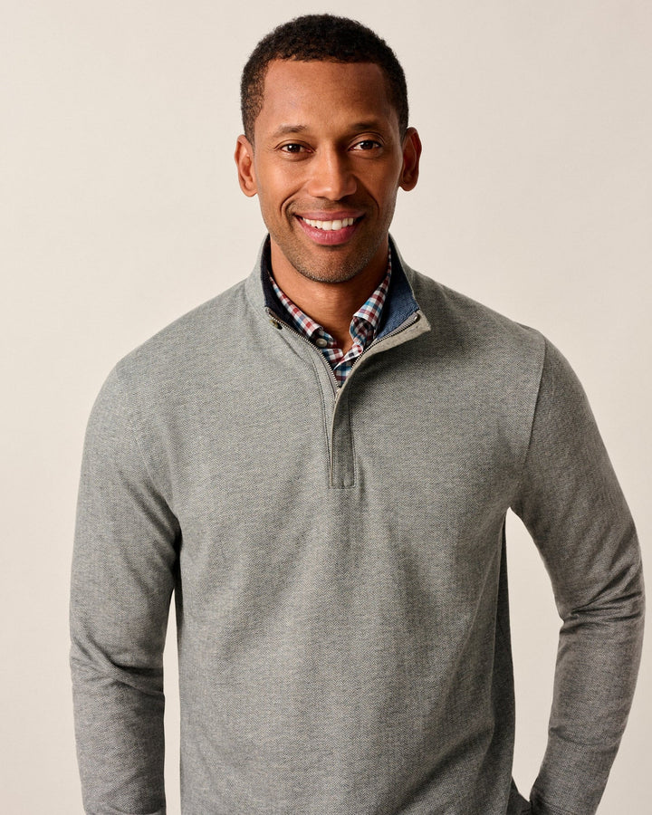 Rubin Herringbone Cotton Cashmere 1/4 Zip
