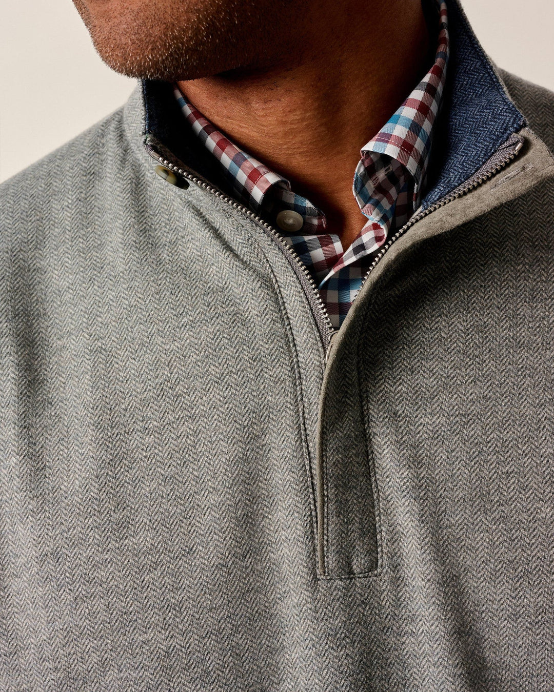 Rubin Herringbone Cotton Cashmere 1/4 Zip