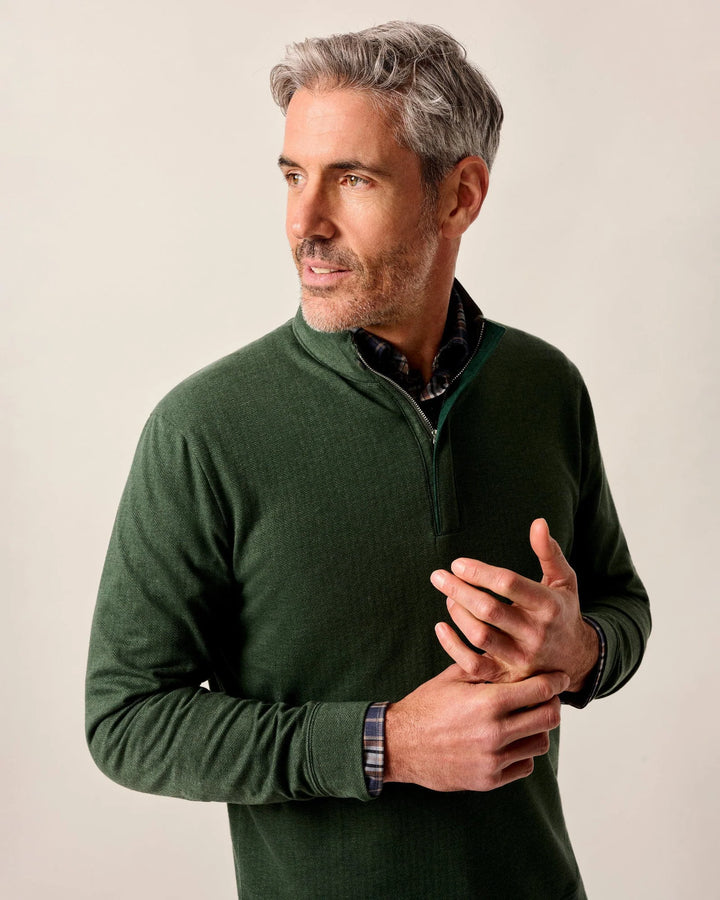 Rubin Herringbone Cotton Cashmere 1/4 Zip